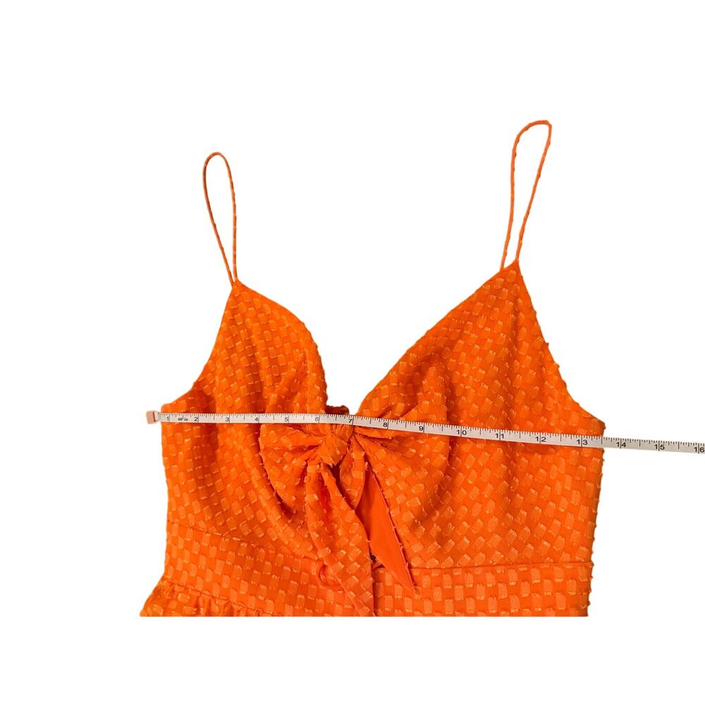 Alice & Olivia Minka Tie-Front Tiered Maxi Dress Orange V-Neck Keyhole - - Picture 6 of 8